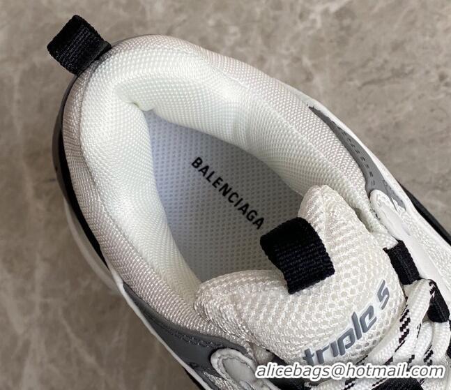 Charming Balenciaga Triple S Trainers Sneakers in Leather and Mesh White/Grey 0223050