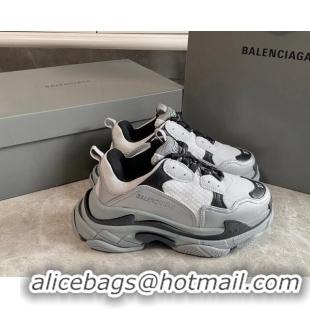 Classic Hot Balenciaga Triple S Trainers Sneakers in Leather and Mesh Black/Silver 0223052