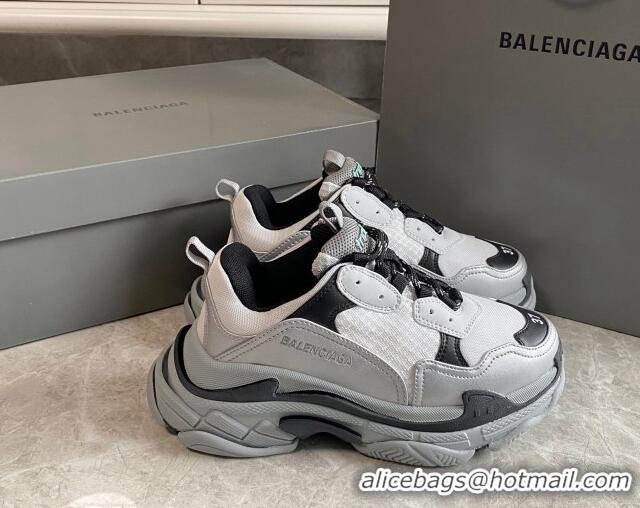 Classic Hot Balenciaga Triple S Trainers Sneakers in Leather and Mesh Black/Silver 0223052