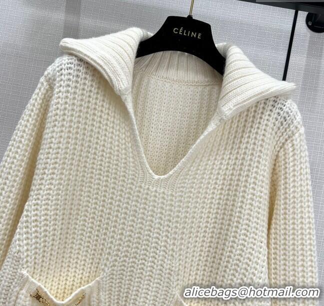 ​Buy Inexpensive Celine Wool & Cashmere Cardigan C11023 White 2024