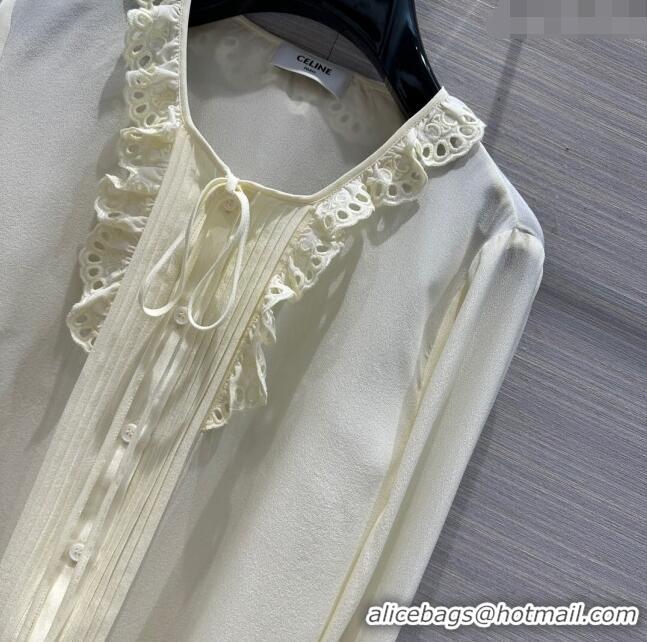 Top Quality Celine Silk Shirt C022308 Beige 2024