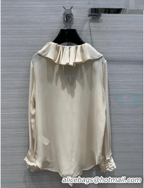 Super Quality Celine Silk Shirt C022309 Beige 2024