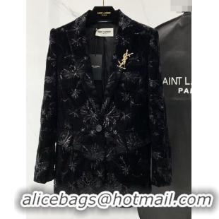 Buy Inexpensive Saint Laurent Sequin Jacket S11017 Black 2024