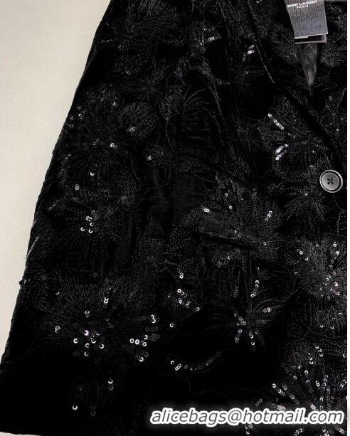 Buy Inexpensive Saint Laurent Sequin Jacket S11017 Black 2024