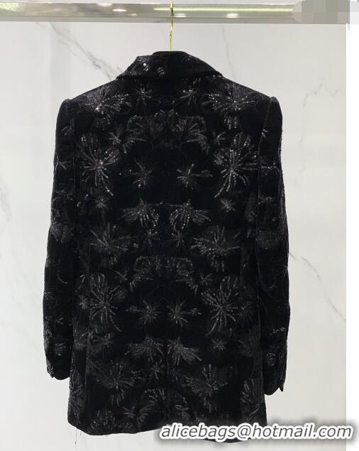 Buy Inexpensive Saint Laurent Sequin Jacket S11017 Black 2024