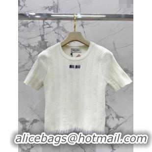 ​Reasonable Price Miu Miu Knit T-shirt M11222 White 2024