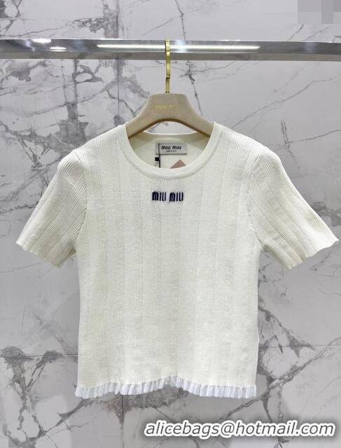 ​Reasonable Price Miu Miu Knit T-shirt M11222 White 2024