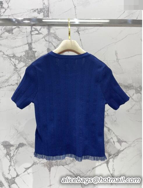 Affordable Price Miu Miu Knit T-shirt M11221 Blue 2024