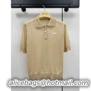 Traditional Discount Miu Miu Knit T-shirt M21948 Beige/Gold 2024