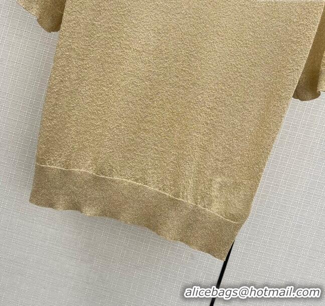 Traditional Discount Miu Miu Knit T-shirt M21948 Beige/Gold 2024