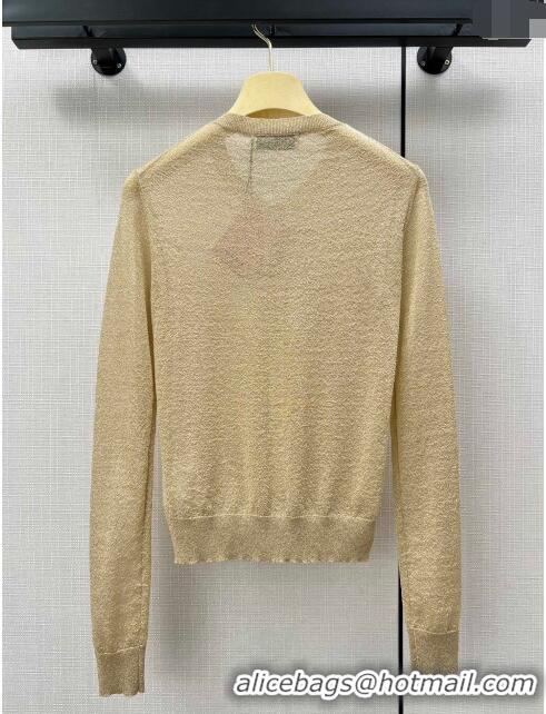 ​Top Quality Miu Miu Knit Cardigan M21949 Beige/Gold 2024