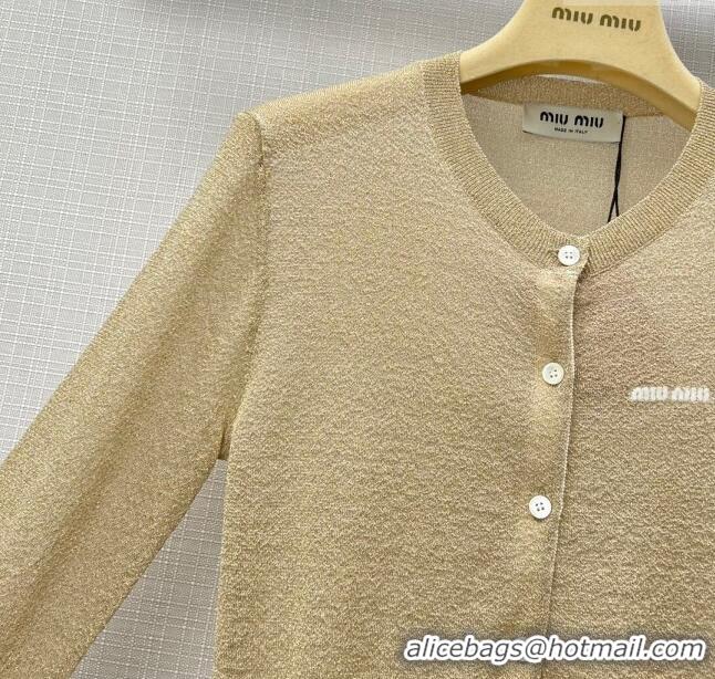 ​Top Quality Miu Miu Knit Cardigan M21949 Beige/Gold 2024