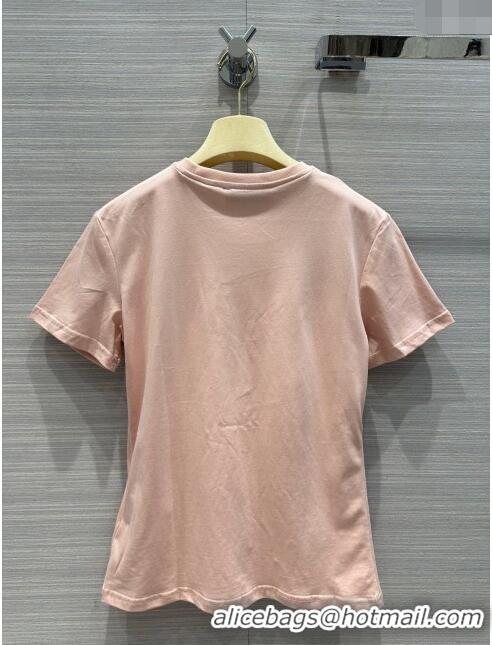 ​Pretty Style Miu Miu Crystal Cotton T-shirt M21952 Pink 2024