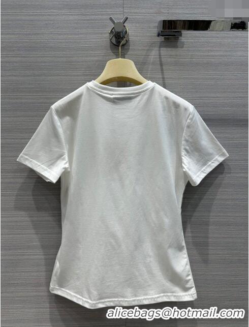 ​Good Taste Miu Miu Crystal Cotton T-shirt M21953 White 2024