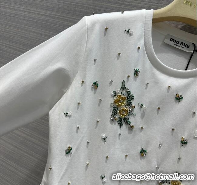 Promotional Miu Miu Crystal Cotton Top M21956 White 2024