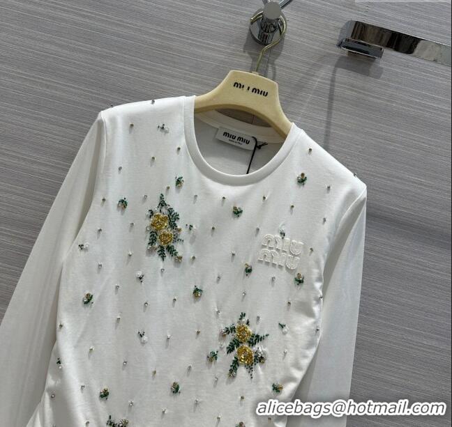 Promotional Miu Miu Crystal Cotton Top M21956 White 2024