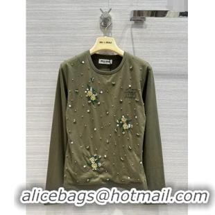 Buy Inexpensive Miu Miu Crystal Cotton Top M21957 Green 2024