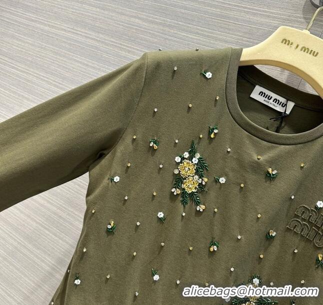 Buy Inexpensive Miu Miu Crystal Cotton Top M21957 Green 2024