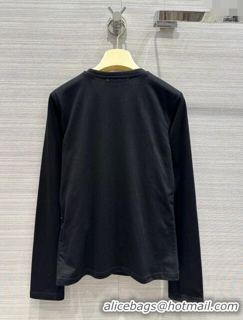 Famous Brand Miu Miu Crystal Cotton Top M21958 Black 2024