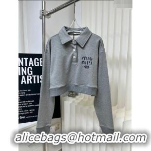 Famous Brand Miu Miu Cotton Sweatershirt M022705 Grey 2024