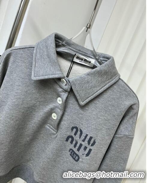 Famous Brand Miu Miu Cotton Sweatershirt M022705 Grey 2024