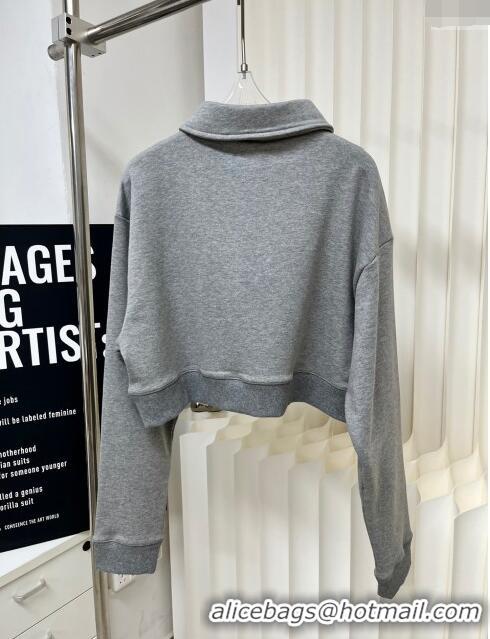 Famous Brand Miu Miu Cotton Sweatershirt M022705 Grey 2024