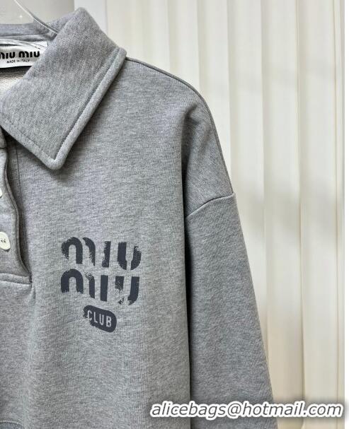 Famous Brand Miu Miu Cotton Sweatershirt M022705 Grey 2024