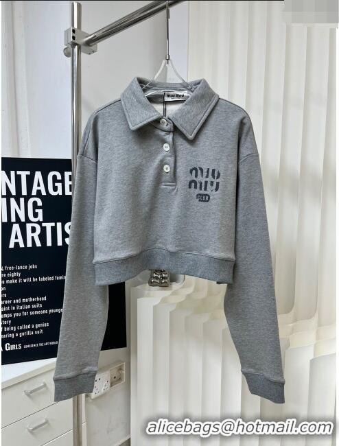 Famous Brand Miu Miu Cotton Sweatershirt M022705 Grey 2024