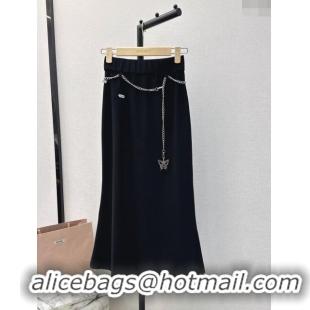 Reasonable Price Miu Miu Skirt with Chain Belt M030703 Black 2024