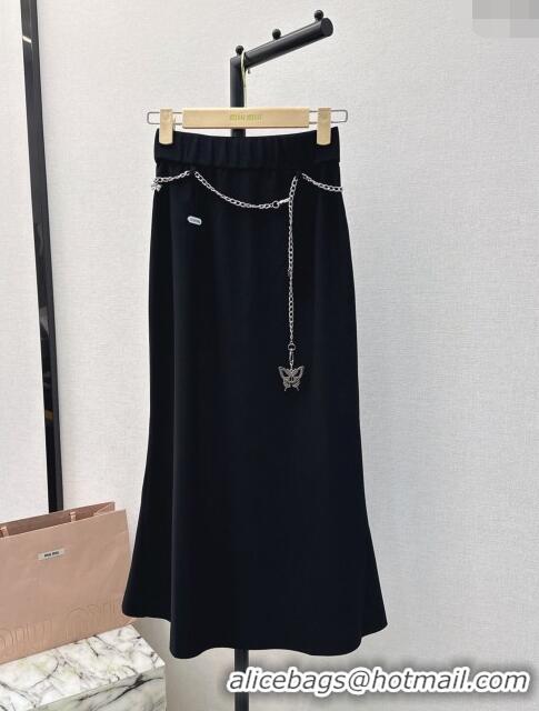 Reasonable Price Miu Miu Skirt with Chain Belt M030703 Black 2024