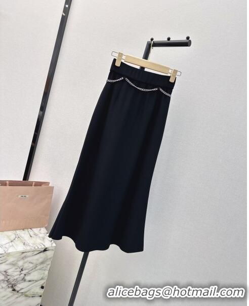 Reasonable Price Miu Miu Skirt with Chain Belt M030703 Black 2024