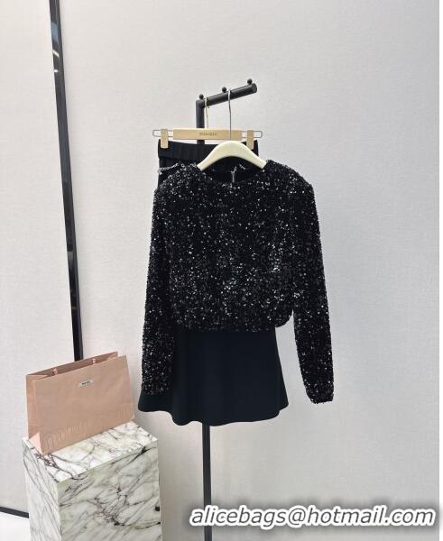 Most Popular Miu Miu sequin Top M030704 Black 2024