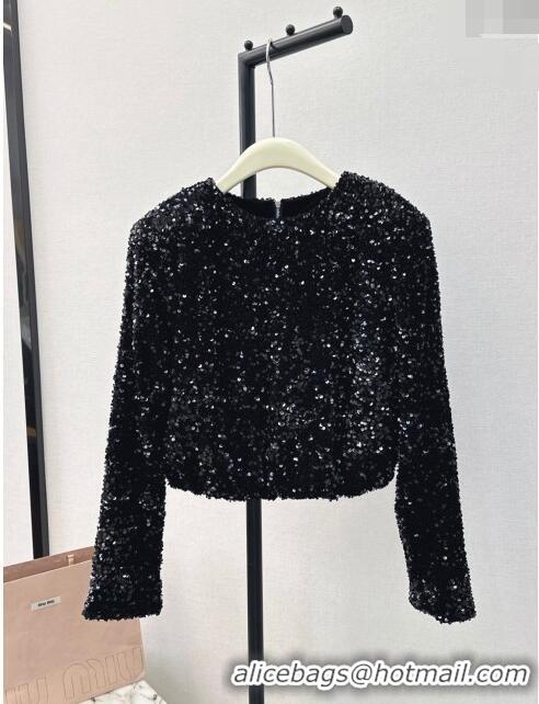 Most Popular Miu Miu sequin Top M030704 Black 2024