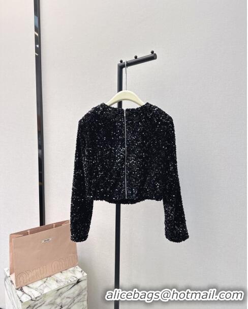 Most Popular Miu Miu sequin Top M030704 Black 2024