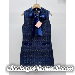 Well Crafted Miu Miu Tweed Dress M030707 Blue 2024