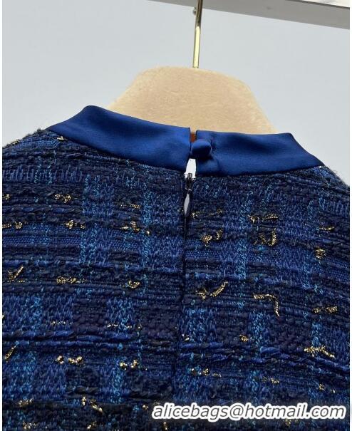 Well Crafted Miu Miu Tweed Dress M030707 Blue 2024