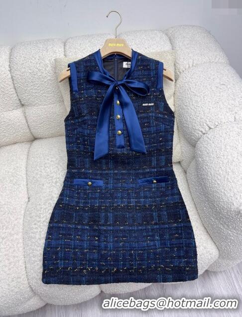 Well Crafted Miu Miu Tweed Dress M030707 Blue 2024