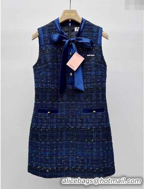 Well Crafted Miu Miu Tweed Dress M030707 Blue 2024