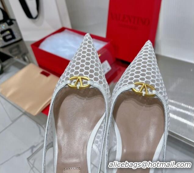 Leisure Valentino The Bold Edition VLogo Slingback Pumps 3cm in Mesh White 0227050