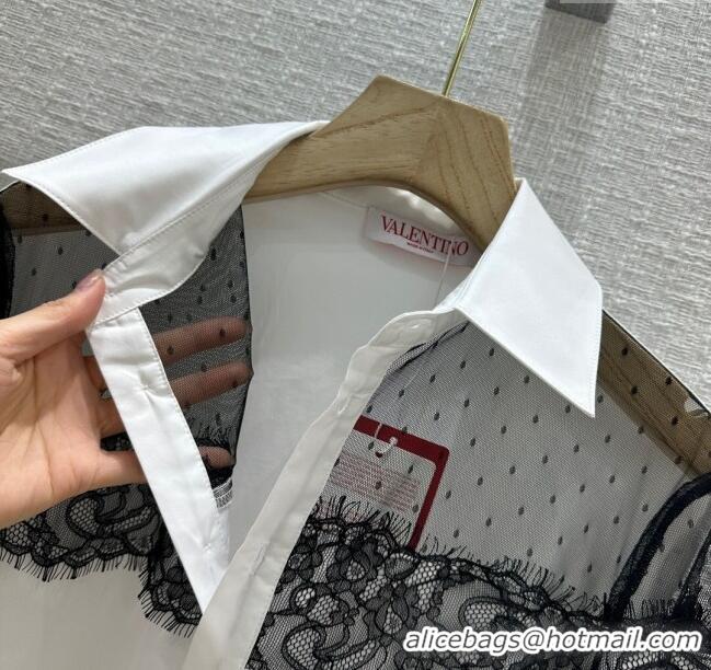 Cheapest Valentino Lace Shirt V030804 White/Black 2024