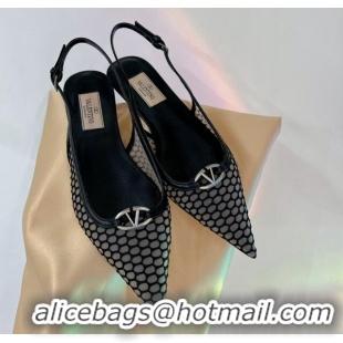 Purchase Valentino The Bold Edition VLogo Slingback Pumps 3cm in Mesh Black 0227051