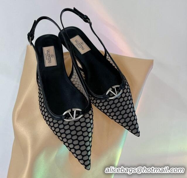 Purchase Valentino The Bold Edition VLogo Slingback Pumps 3cm in Mesh Black 0227051