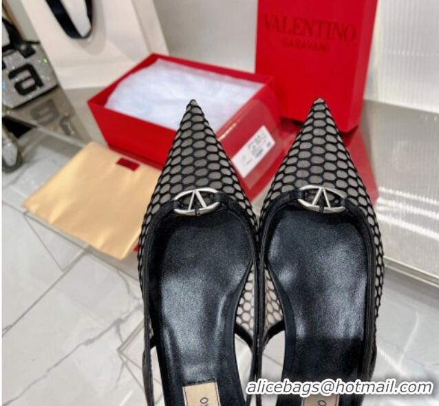 Purchase Valentino The Bold Edition VLogo Slingback Pumps 3cm in Mesh Black 0227051