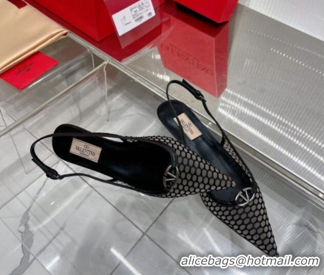 Purchase Valentino The Bold Edition VLogo Slingback Pumps 3cm in Mesh Black 0227051