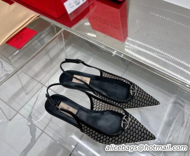 Purchase Valentino The Bold Edition VLogo Slingback Pumps 3cm in Mesh Black 0227051