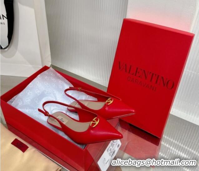 Good Quality Valentino The Bold Edition VLogo Slingback Pumps 3cm in Calfskin Red 0227053