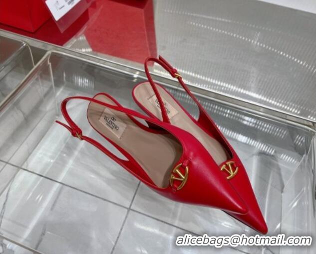 Good Quality Valentino The Bold Edition VLogo Slingback Pumps 3cm in Calfskin Red 0227053