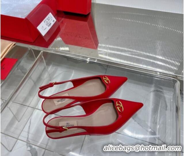 Good Quality Valentino The Bold Edition VLogo Slingback Pumps 3cm in Calfskin Red 0227053