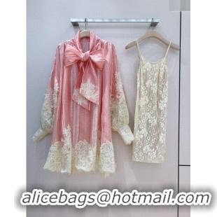 Buy Fashionable Zimmermann Ramie and Lace Dress Z030807 Pink 2024