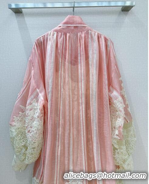 Buy Fashionable Zimmermann Ramie and Lace Dress Z030807 Pink 2024